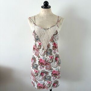 Vintage 90s Victoria’s Secret paisley satin slip dress negligée gold label small